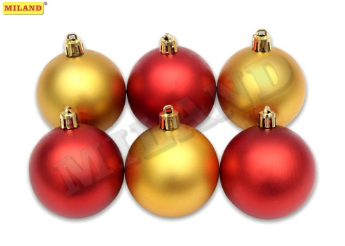 НГ Шары 6шт/уп 6см пластик ассорти красные/золото матовые пл/уп