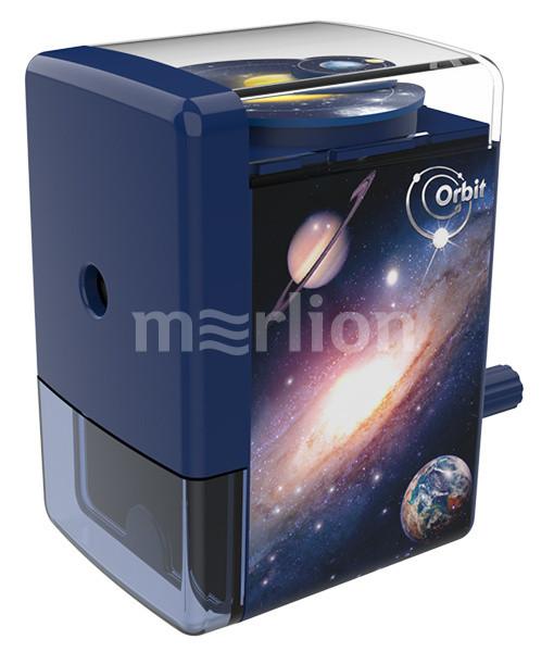 Точилка механическая 1отв Deli Orbit Космос синий пластик