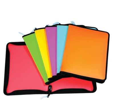 Папка для тетрадей А4 на молнии Vivid Colors полупрозр цветная ассорти
