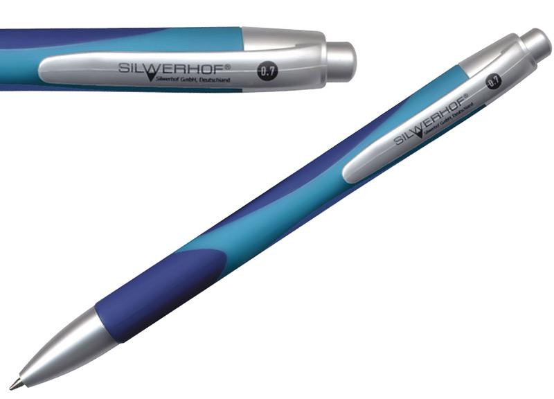 Ручка шариковая синяя Silwerhof Contrast авт 0,7мм ассорти