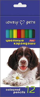 Карандаши цветные 12 цв Hatber Любимцы