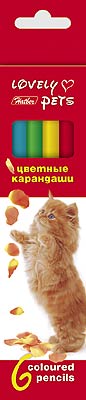 Карандаши цветные 6 цв Hatber Любимцы