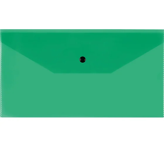 Папка-конверт А6 Стамм на кнопке 0.15мм зеленая