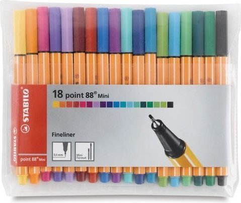 Ручки капиллярные 18 цв Stabilo (88 mini)