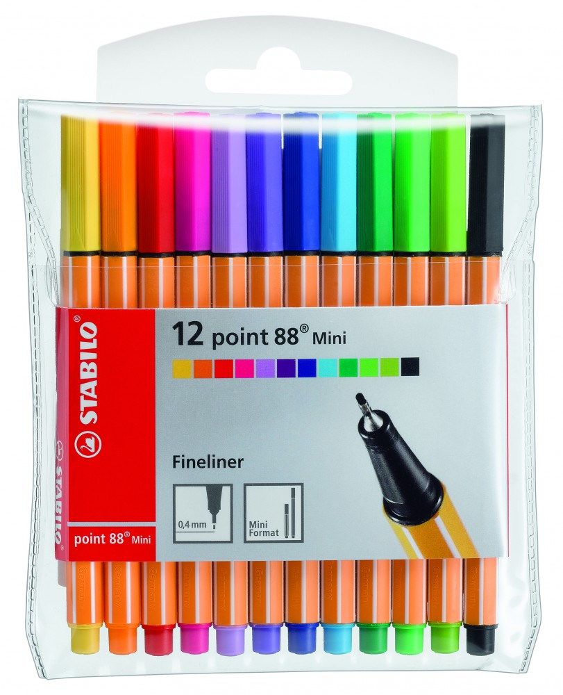 Ручки капиллярные 12 цв Stabilo (88 mini)