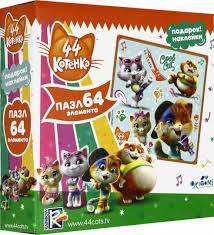 Пазл 64 Origami 04971 44 котенка Лампо и команда + наклейки