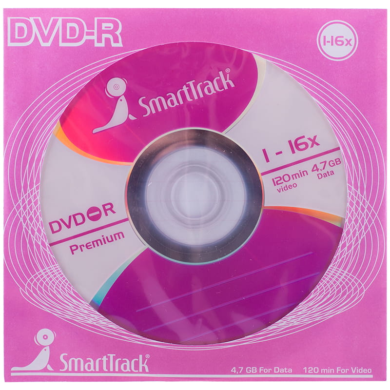 Диск DVD-R Smart Track 4.7Gb 16x бумажный конверт