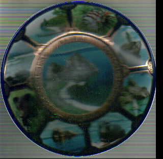 Сувенир Тарелка 20 см подставка Байкал Мыс Бурхан с бухтой коллаж золото