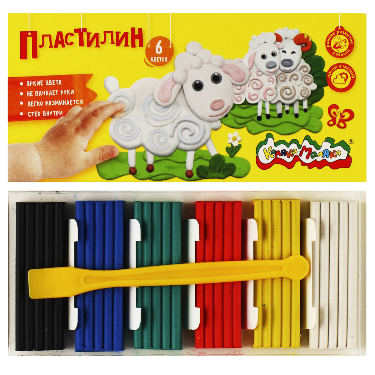 Пластилин 6 цв Каляка-Маляка восковой