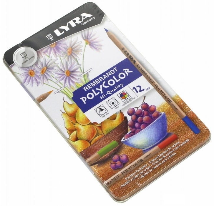Карандаши цветные 12 цв Lyra Polycolor худ. с эфф. масл паст. мет/уп