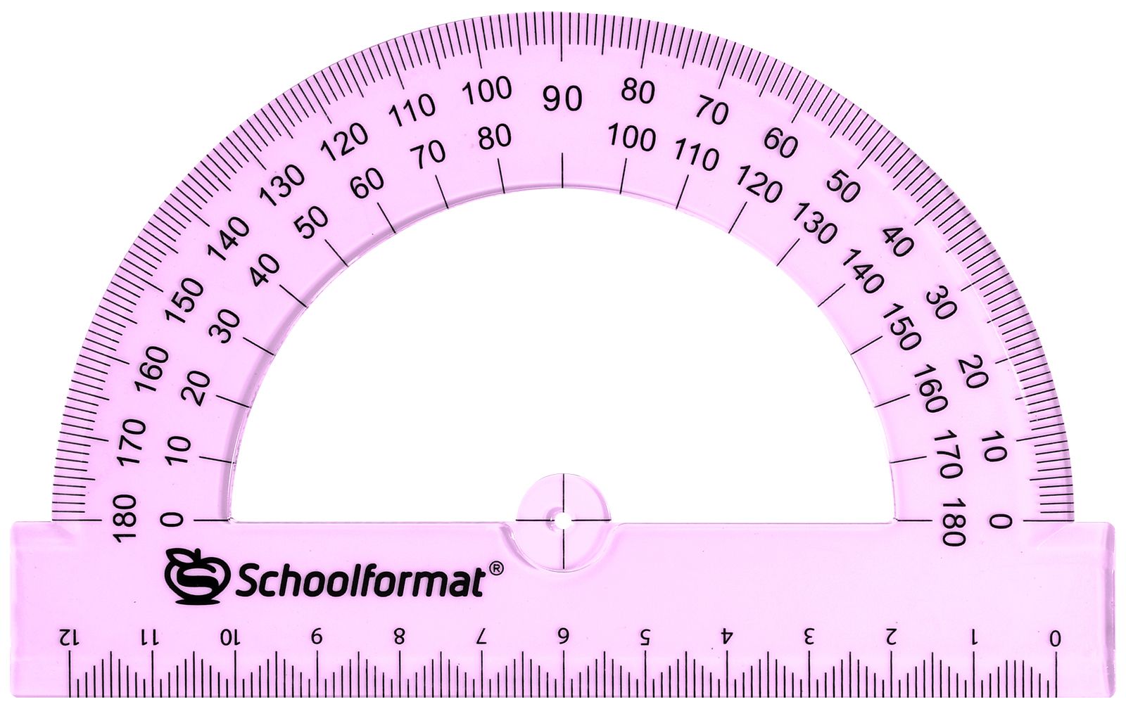 Транспортир 180гр с лин. 12см тонир ассорти