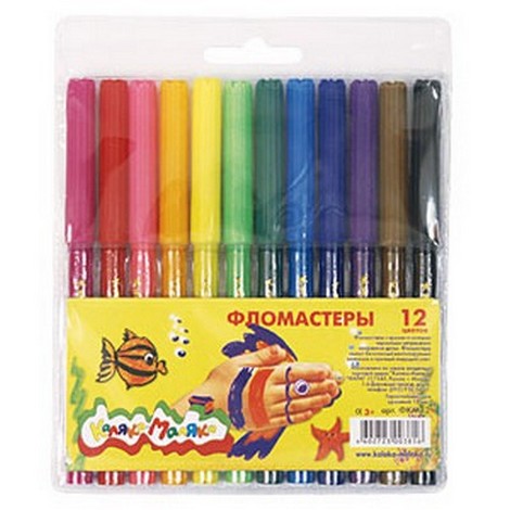 Фломастеры 12 цв Каляка-Маляка классические смываемые