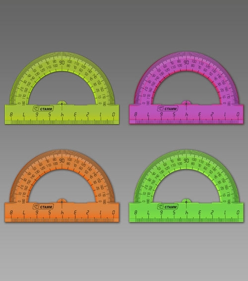 Транспортир 180гр с лин. 8см 4цв