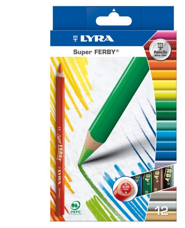Карандаши цветные 12 цв Lyra Super Ferby (треуг. корпус толстые)
