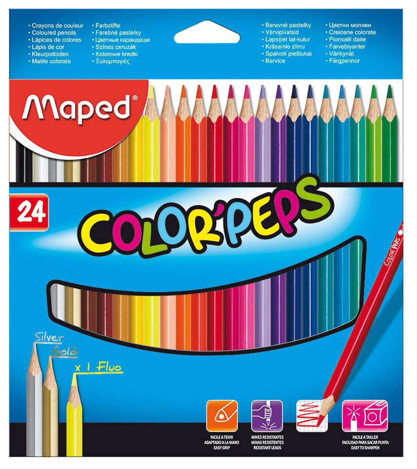 Карандаши цветные 24 цв Maped Color Peps Maxi трехгран. толст. к/к