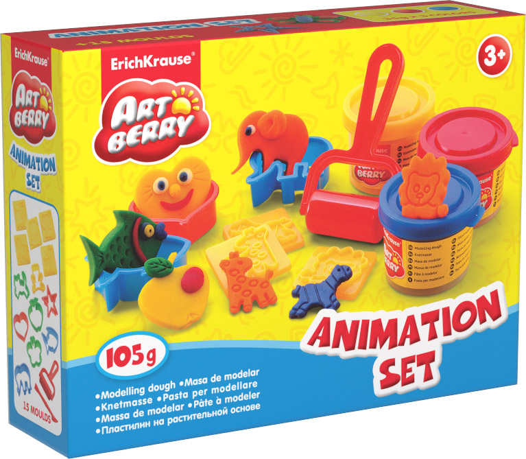 Пластилин растительный 3цв Animation Set 35гр