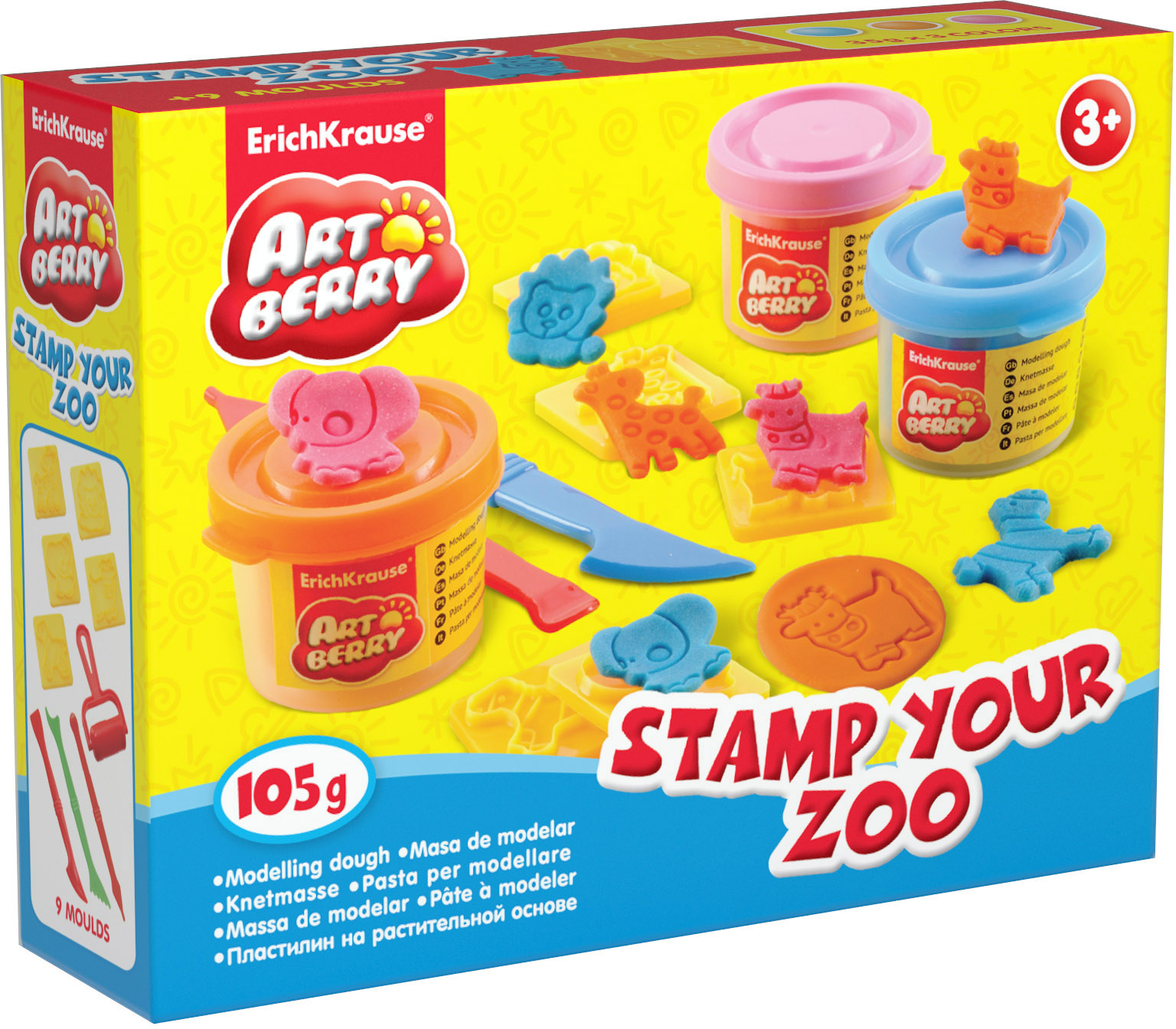 Пластилин растительный 3цв Stamp Your Zoo 35гр