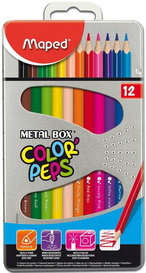 Карандаши цветные 12 цв Maped Color Peps треуг. мет/уп