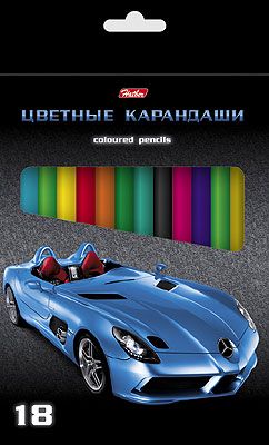 Карандаши цветные 18 цв Hatber Машинки