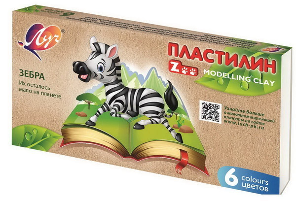 Пластилин 6 цв  Zoo к/к 90гр
