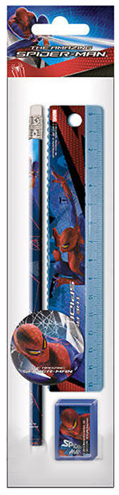 Набор канцелярский Spiderman (линейка, карандаш, точилка, ластик