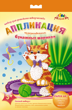 Творч Аппликация из бум. шариков Котенок