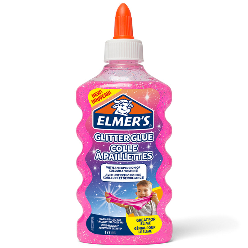 Клей д/слаймов Elmers Glitter Glue 177мл розовый с блестками