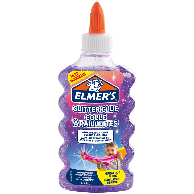 Клей д/слаймов Elmers Glitter Glue 177мл фиолетовый с блестками