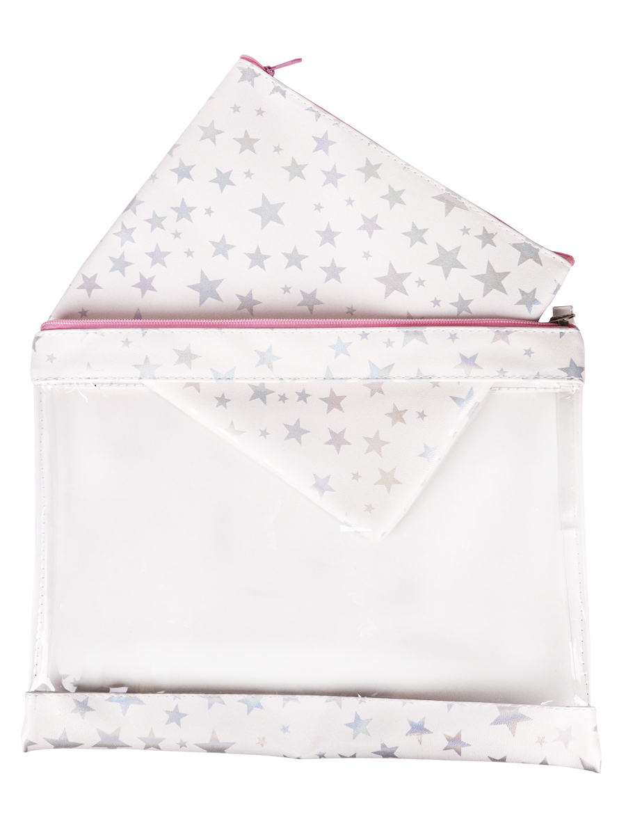 Папка для тетрадей А4 2отд на молнии + А5 Белая