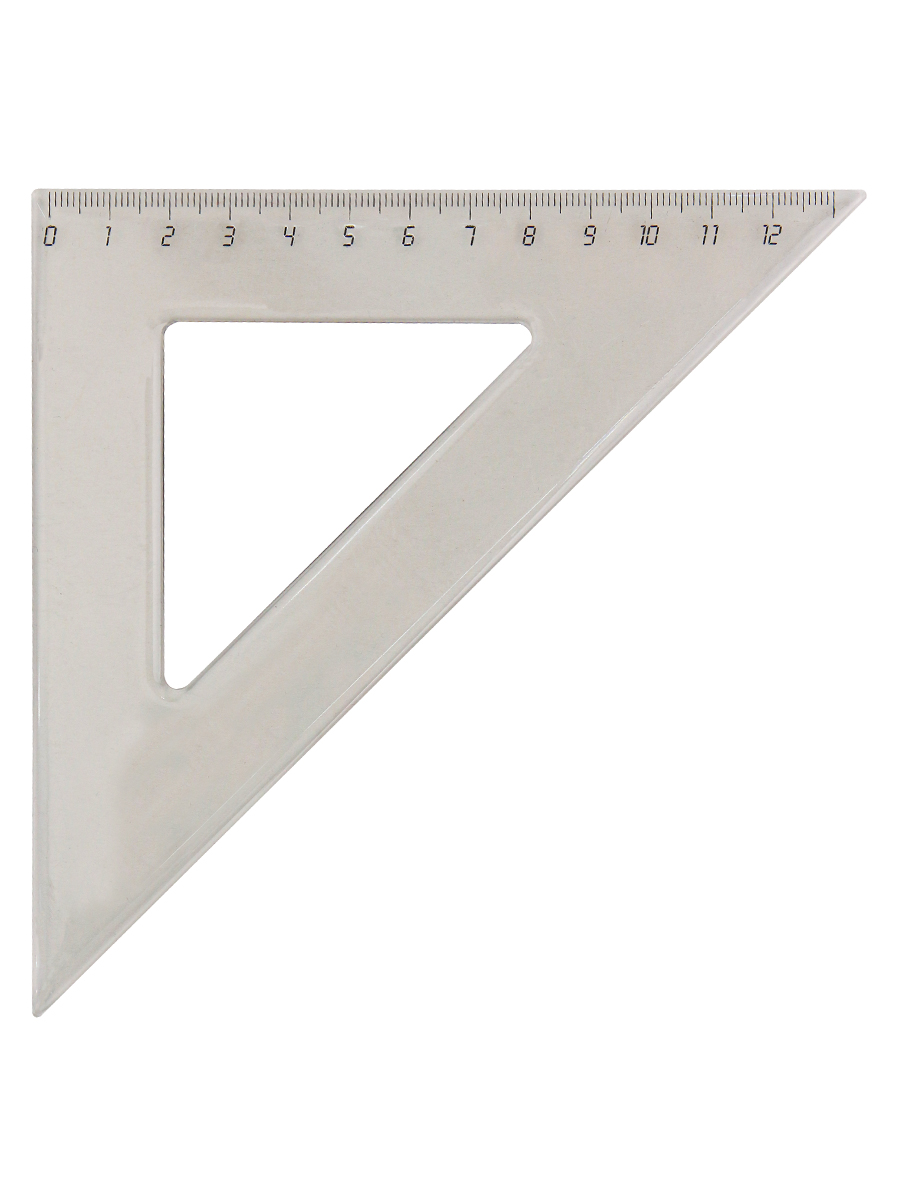 Треугольник пластик. 13см 45гр прозр тонир