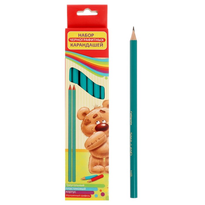 Карандаш ч/гр пластиковый НВ Calligrata б/ластика зеленый