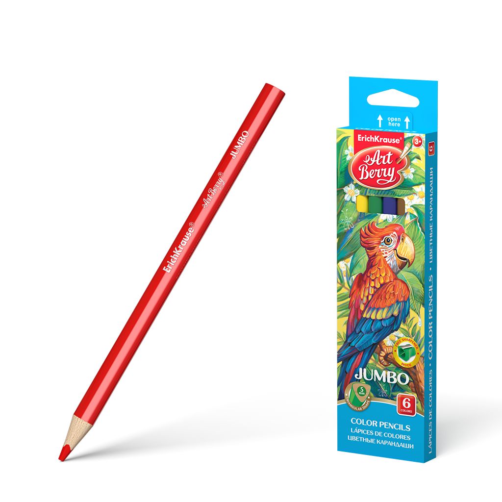 Карандаши цветные 6 цв EK Artberry Jumbo толст. треуг.