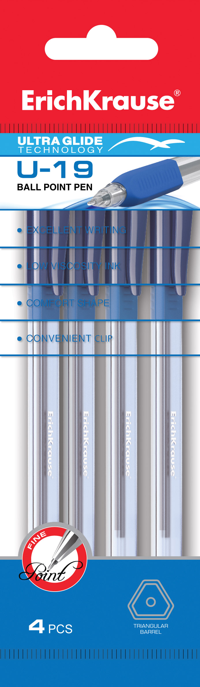 Ручка шариковая синяя EK Ultra Glide Technology U-19 0.6мм