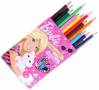 Карандаши цветные 12 цв Barbie треуг. толст
