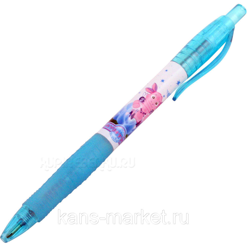 Ручка шариковая синяя Silwerhof Лунтик 0,7мм с резин. держат.