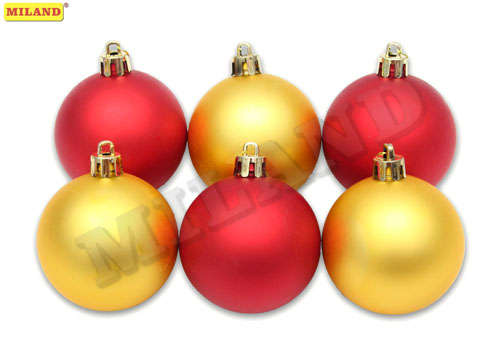 НГ Шары 6шт/уп 6см пластик красный, золото пл/уп