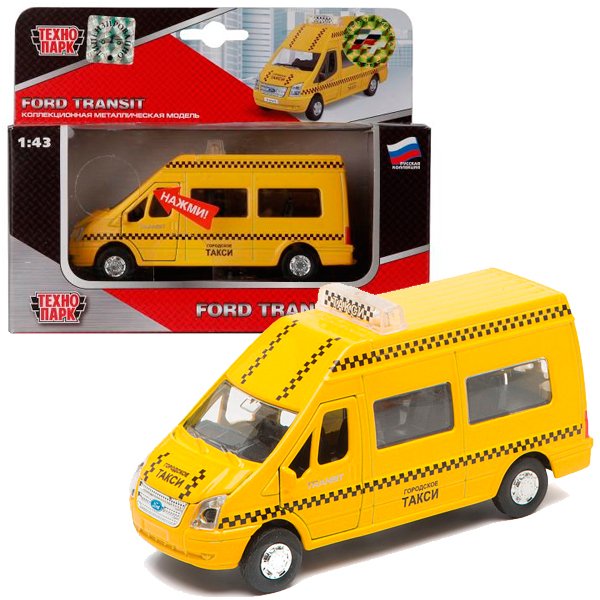 Машина Ford Transit Такси металл инерц свет, звук, открыв.двери