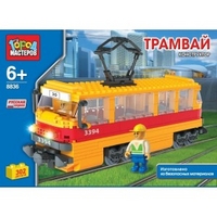 АКЦИЯ19 Игр Конструктор Трамвай 302 дет. пластмас.