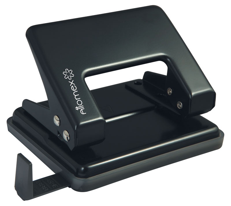 Дырокол 20л Attomex черный мет. с линейкой