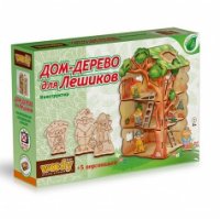 АКЦИЯ19 Игр Конструктор деревянный Вуди Дом-дерево для лешиков + 5 персонаж