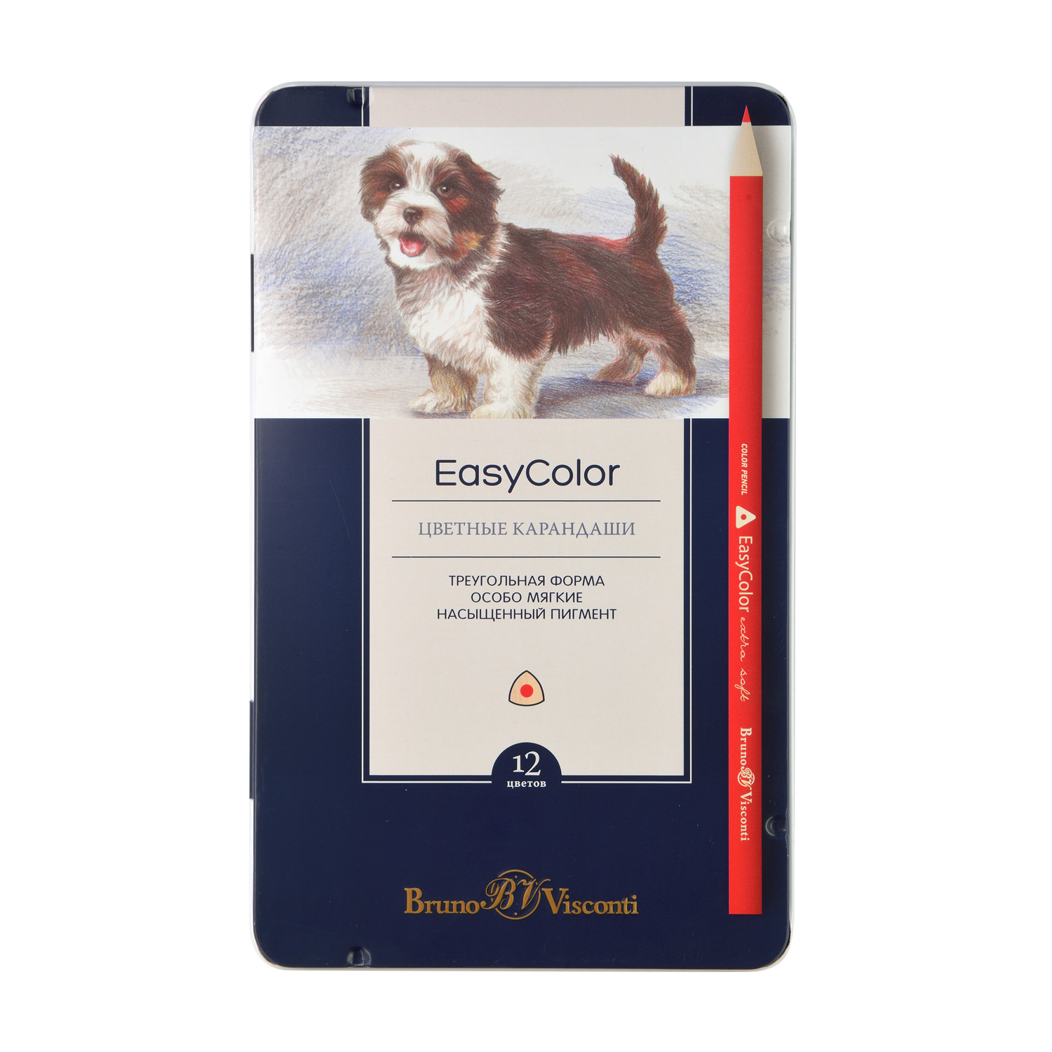 Карандаши цветные 12 цв BV EasyColor мет/уп