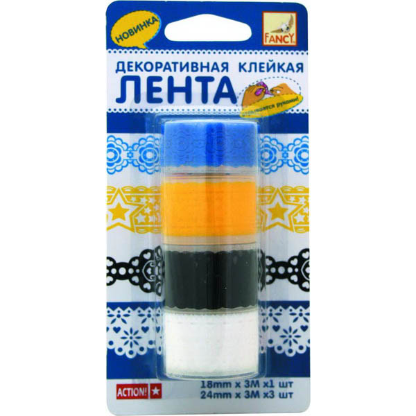 Творч Скотч для декора 4шт Кружево 18мм*3м + 24мм*3м