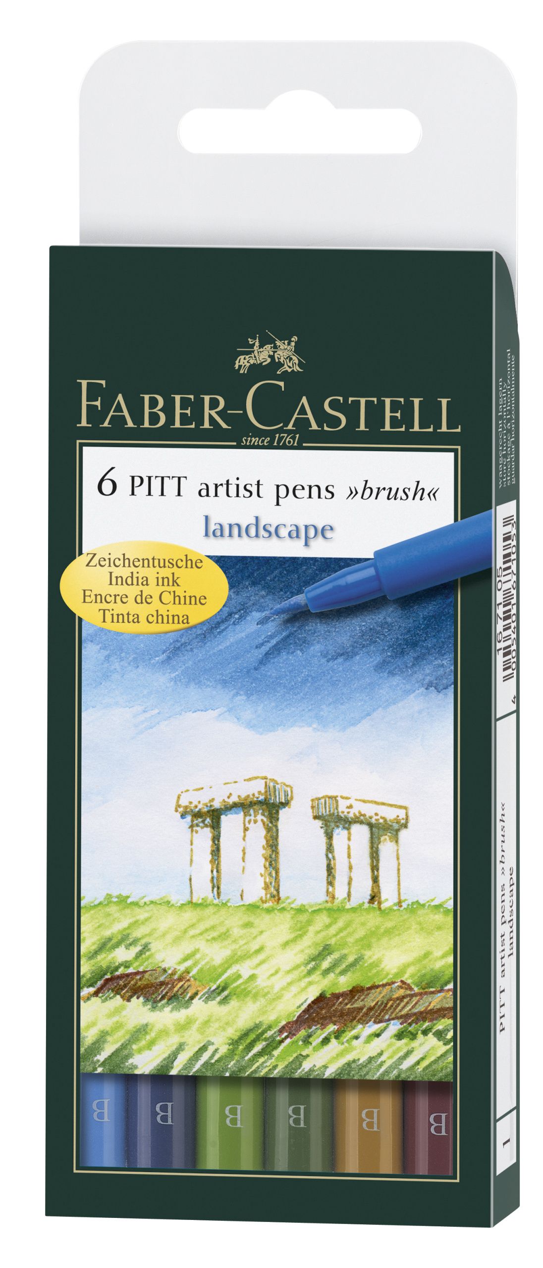 Ручки капиллярные 6 цв FC Pitt Artist Pen Brush натуральные оттенки (наконечник-кисть)