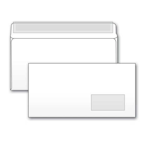 Конверт Е65 110*220 белый силиконовая лента окно (правое)