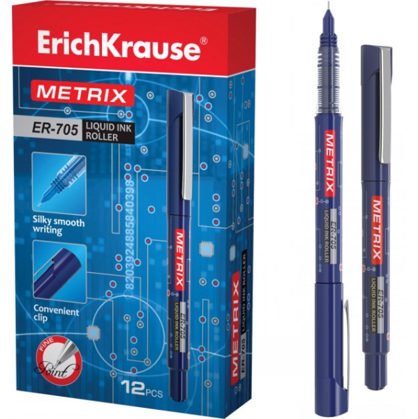 Ручка роллер синяя EK Metrix ER-705