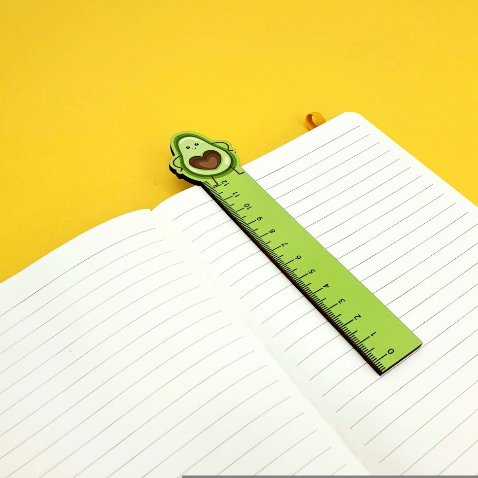 Линейка деревянная фигурная 12 см Avocado in love