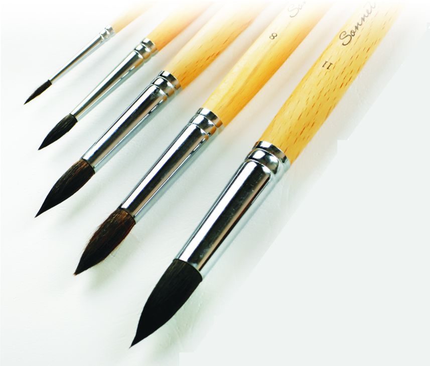 Кисть белка № 1 круглая длин.ручка пропит.лаком 1,5мм