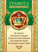 Магнит 51.52.112 Грамота именнинику! 11*16 фольга