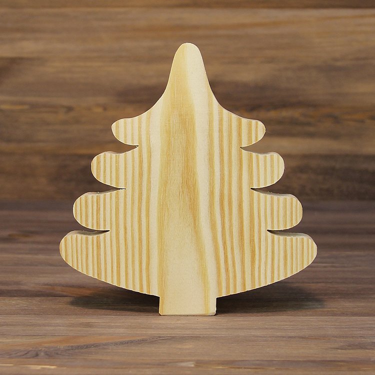 АКЦИЯ19 Игрушка деревянная Фигурка для росписи Елка L=10см. не окраш. 2эл.