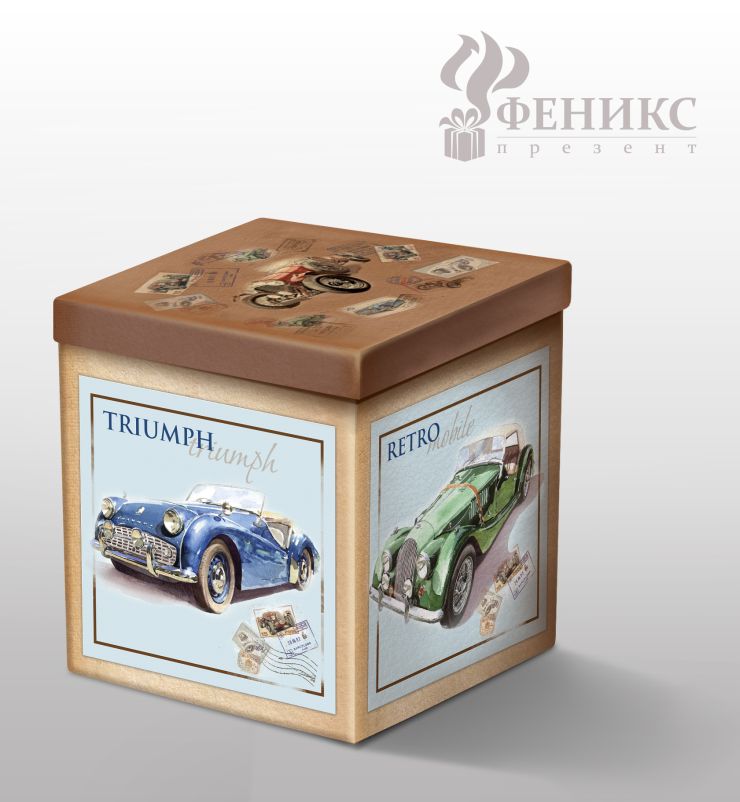 Пуф складной для хранения Авто Ретро (38*38*38см)